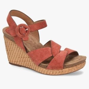 Sofft Women Casidy Leather Wedge Sandals shoes sz 9.5M